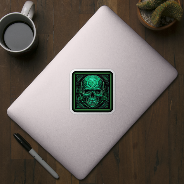 Neon Green Skull by gibah